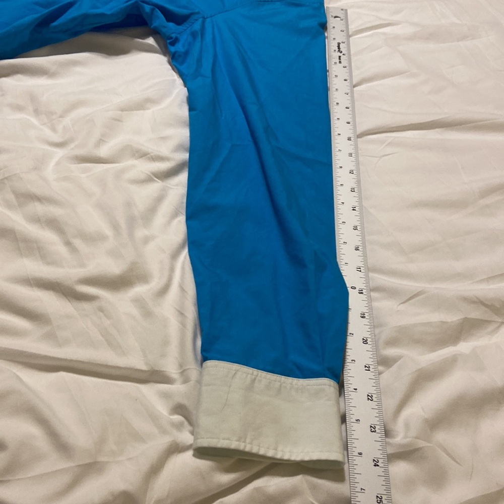 Womens Ralph Lauren VTG Turquoise Button-Down Shirt White Collar & Cuffs Size L - Picture 9 of 14